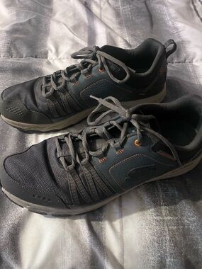 Skechers Men's Dark Gray Athletic Sneakers with Orange Accents